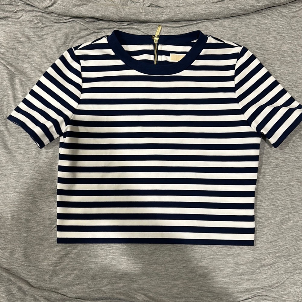 Michael Kors navy and white stripe crop top!